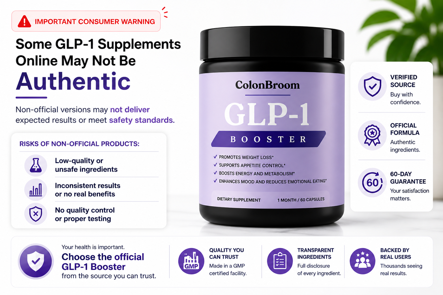 ColonBroom GLP-1 Booster Scam Warning — Buy Only From Official Website