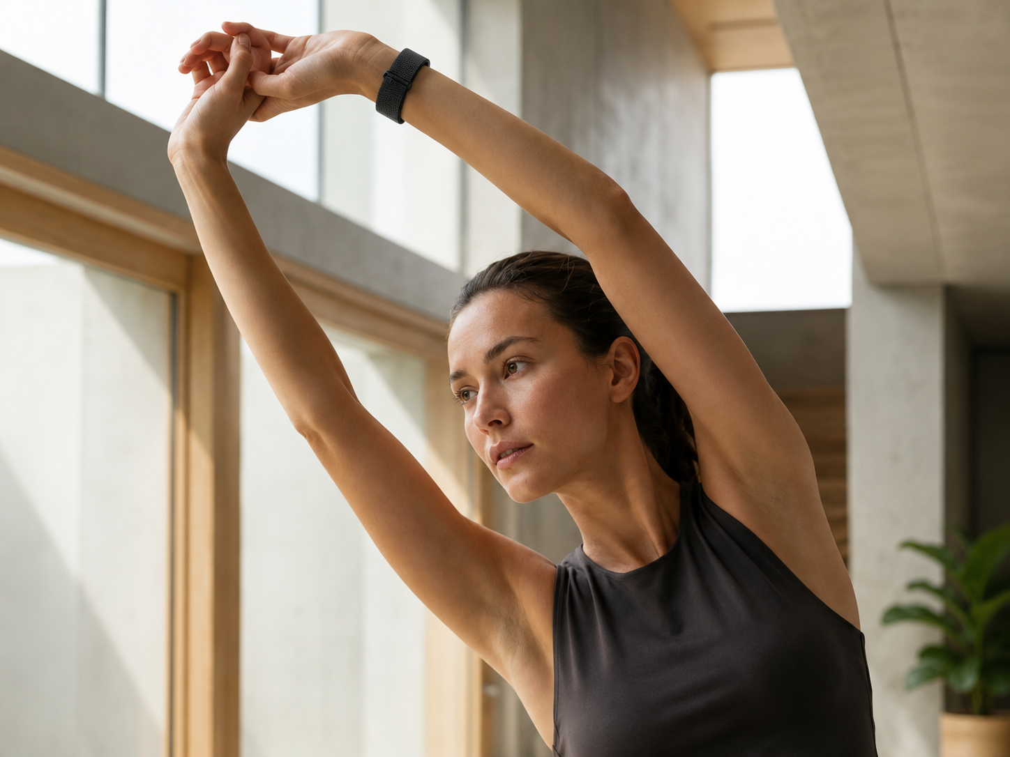 Woman training, illustrating the everyday activity a continuous-monitoring tool is meant to track and contextualize