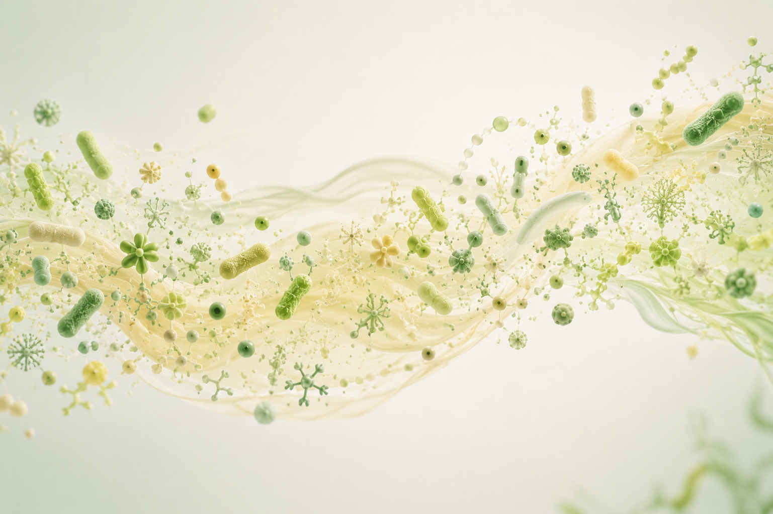 Conceptual illustration of gut bacteria balance shifting gradually