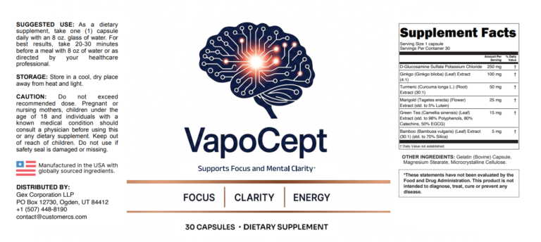 VapoCept supplement facts label